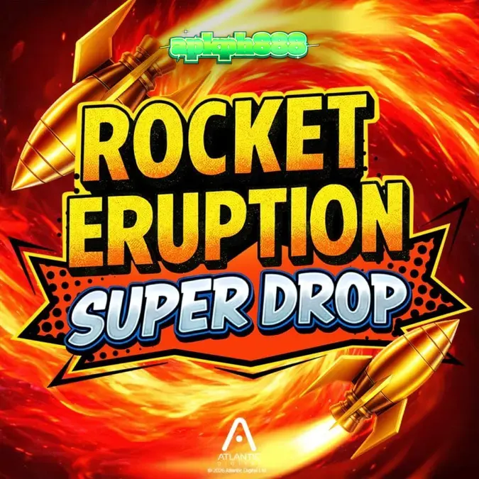 Tampilan visual slot Rocket Eruption Super Drop dengan tema gunung berapi